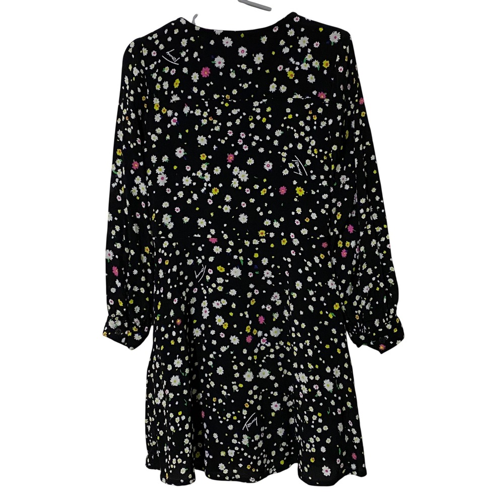 Tommy Hilfiger Girls Floral Button Front Dress Size 6 Black Bloomcore Flowers - Picture 3 of 7